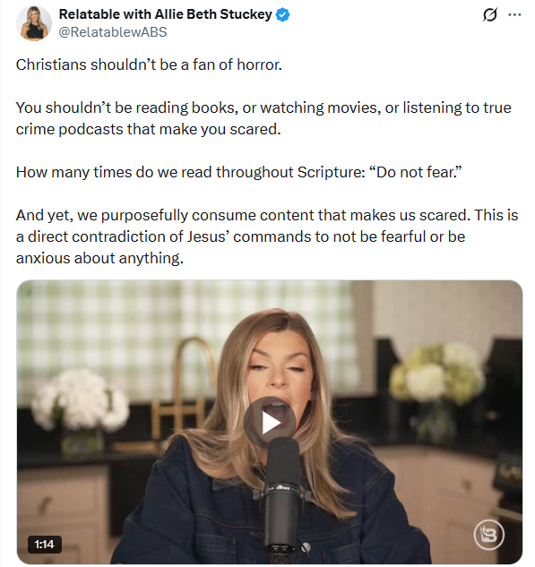 Allie Beth Stuckey Proclaims Christians Should Not Be A Fan Of Horror