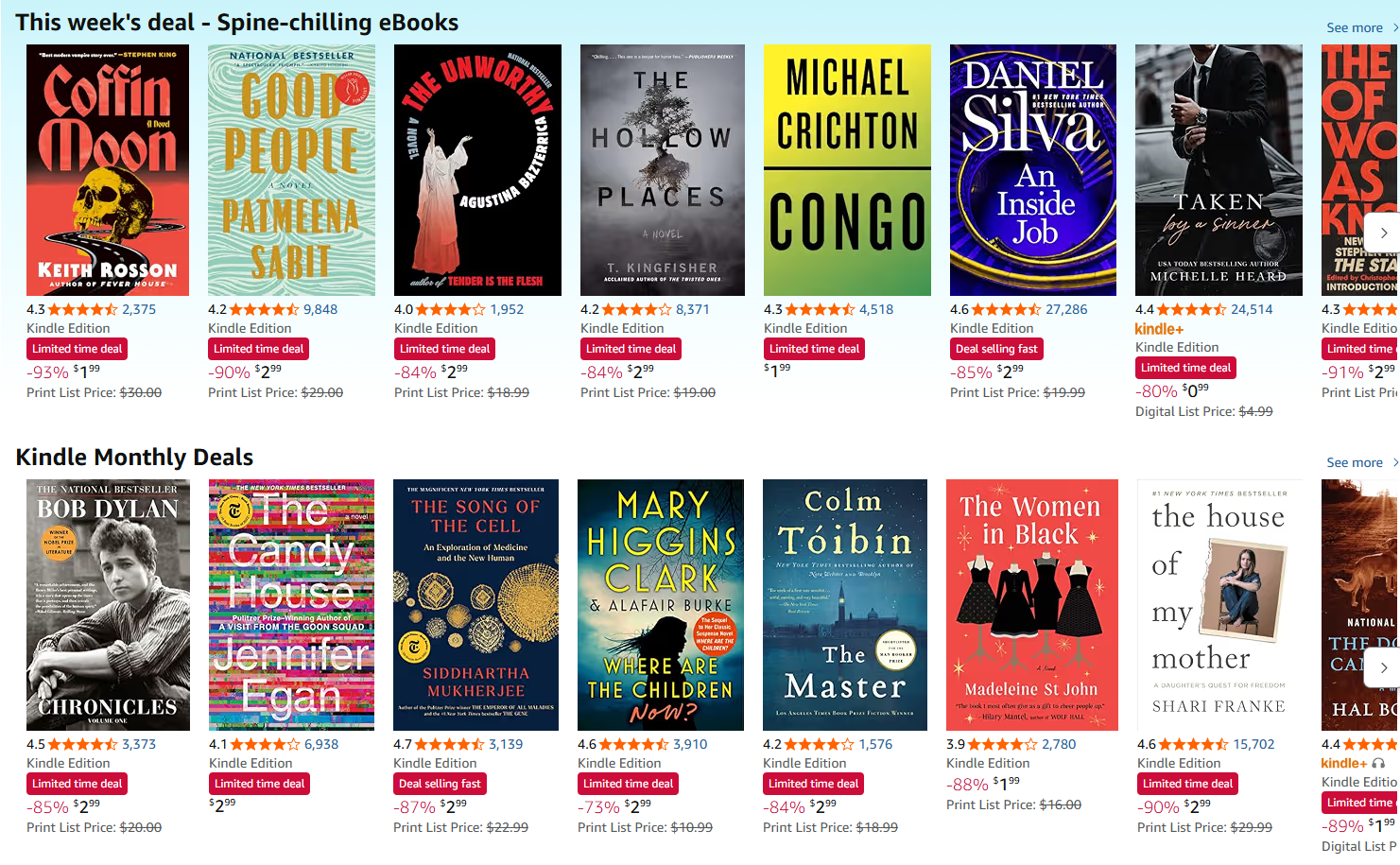 Amazon Kindle Deals Screenshot October 27, 2026