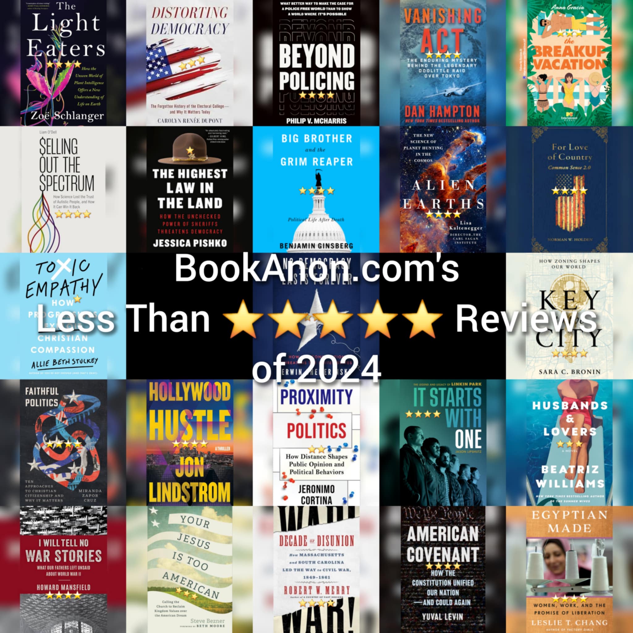 BookAnon.com's Less Than 5* Reviews of 2024